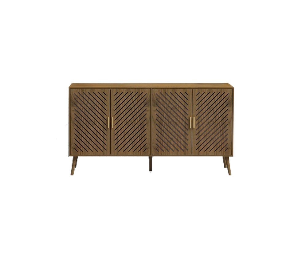 Peach Wood Sideboard Buffet Cabinet with Storage, 4 Doors, Adjustable Shelves, TV Stand or Coffee Bar for Kitchen, Dining Room, Living Room, Entryway