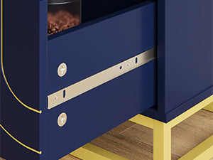 Modern Farmhouse Buffet Sideboard,Blue Coffee Bar Cabinet with Storage, Wine Cooler with 2doors and 3 Drawers, Kitchen Decorative Storage Cabinet