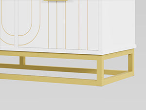 6-Drawer Dresser for Bedroom Wide Chest of Drawers with Gold Line Carving Design, White Dresser TV Stand, Closet Side Table for Bedroom, Living Room, Hallway