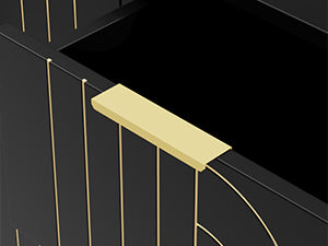 6-Drawer Dresser for Bedroom Wide Chest of Drawers with Gold Line Carving Design, Black Dresser TV Stand, Closet Side Table for Bedroom, Living Room, Hallway