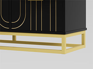 6-Drawer Dresser for Bedroom Wide Chest of Drawers with Gold Line Carving Design, Black Dresser TV Stand, Closet Side Table for Bedroom, Living Room, Hallway