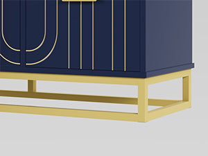 6-Drawer Dresser for Bedroom Wide Chest of Drawers with Gold Line Carving Design, Blue Dresser TV Stand, Closet Side Table for Bedroom, Living Room, Hallway