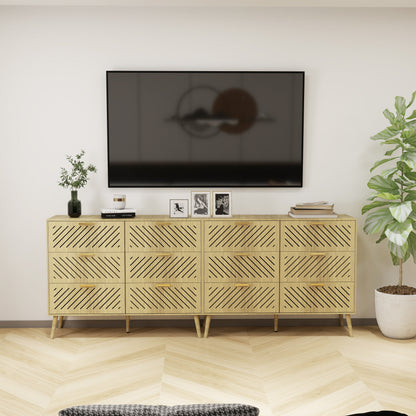 Log Modern 6 Drawer Dresser for Bedroom Storage Cabinet with Metal Handle, Wide Chest of Drawers, TV Stand, Beside Table for Closet, Hallway,  Living Room and Entryway