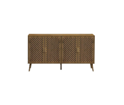 Peach Wood Sideboard Buffet Cabinet with Storage, 4 Doors, Adjustable Shelves, TV Stand or Coffee Bar for Kitchen, Dining Room, Living Room, Entryway